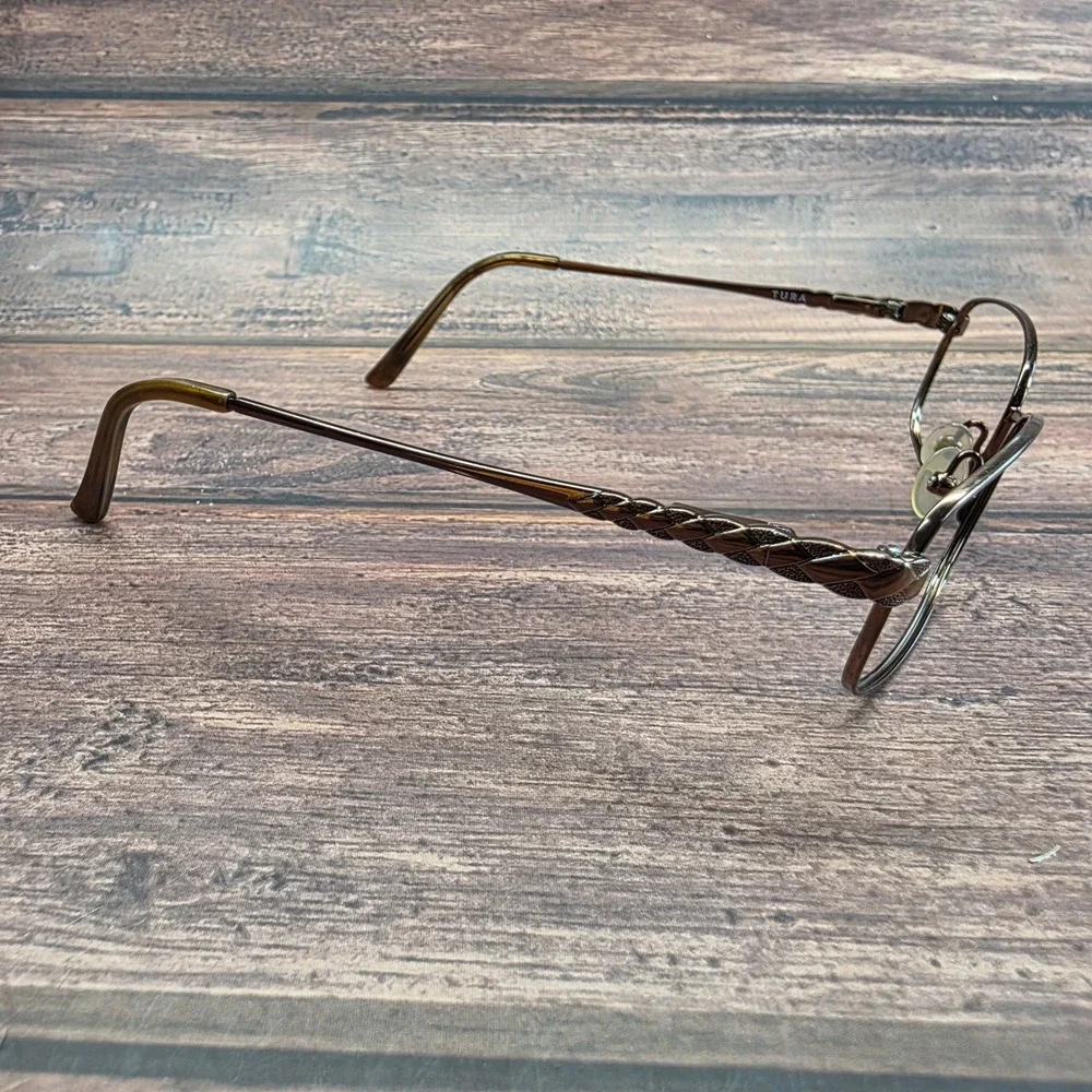 Tura R911 Bronze Metal Oval Eyeglass Frames Braided Temple Detail 52-17-135